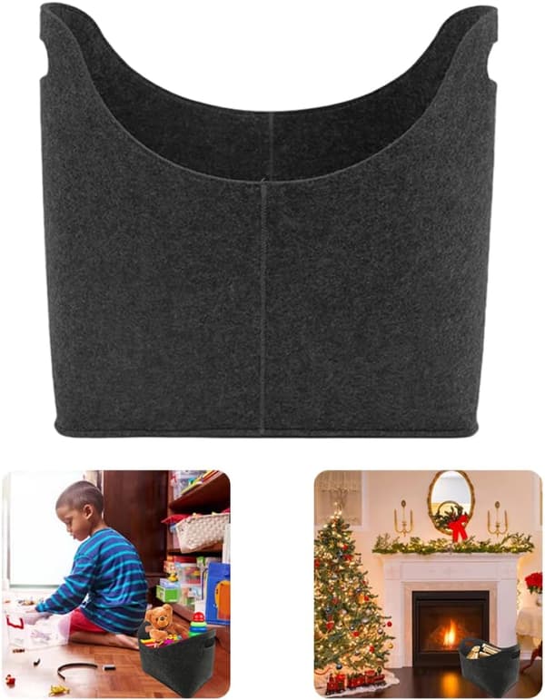 Filt Vedkorg Vikbar Eldstad Förvaringsväska (39*39*22cm)