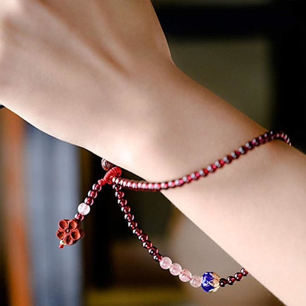 Mobiltelefon Lanyard Rem Naturlig Granat Charm Hänge Handledssnöre