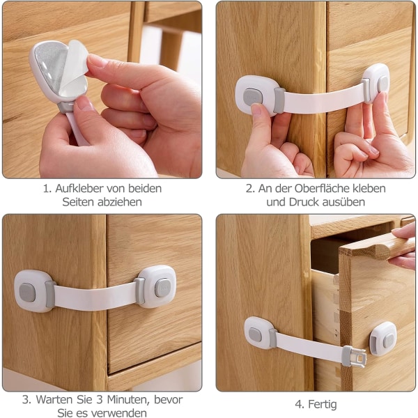 Pieces Baby Safety Door Lock, Laatikko Lukko Kaappi Lukot Ja Jääkaappi Lapsen Turvallisuus Kaappi Vauvan Suoja Koti, 19.2 * 4cm