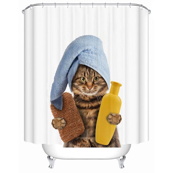1 st söt katt duschdraperi polyester bad gardin vattentät, Mi