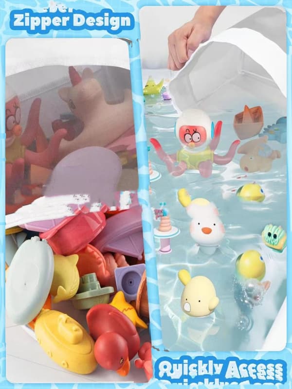 Badelegetøjsopbevaringspose, Badeværelseslegetøjsopbevaringspose, Mesh Baby Badelegetøjsopbevaringspose