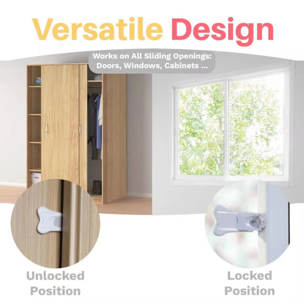 PCS Baby Safety Door Stopper, Sliding Door Stop Self-Adhesive Safety Lock Without Drilling Child Safety Window Stopper for Sliding Door Wardrobe Cupb