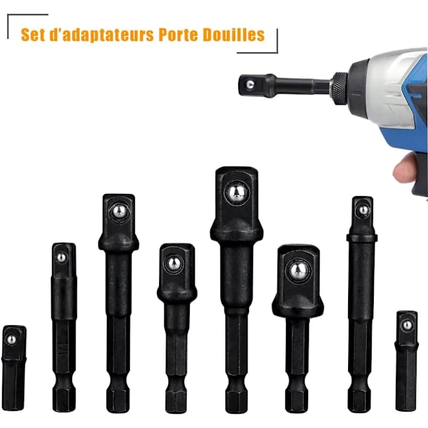 8 stk. 1/4'' Hex Shank Quick Change Socket Holder Adaptere (1/4\" 1/2\" 3/8\")