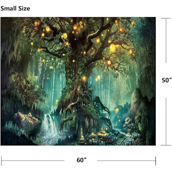 Väggbonad, 50x60 tum, naturträd älvor gobeläng grön gobeläng stor gobeläng för sovrum vardagsrum sovsal inredning heminredning konst gobeläng