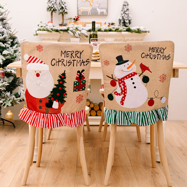 2-pack jultomte stolsöverdrag, stolsryggöverdrag, jul