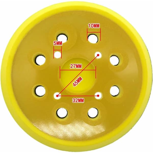 125 mm slippa, runda slippa med 8 hål PU-dyna, för S