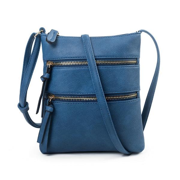 Funktionell crossbody-väska med flera fickor, 1 st, brun