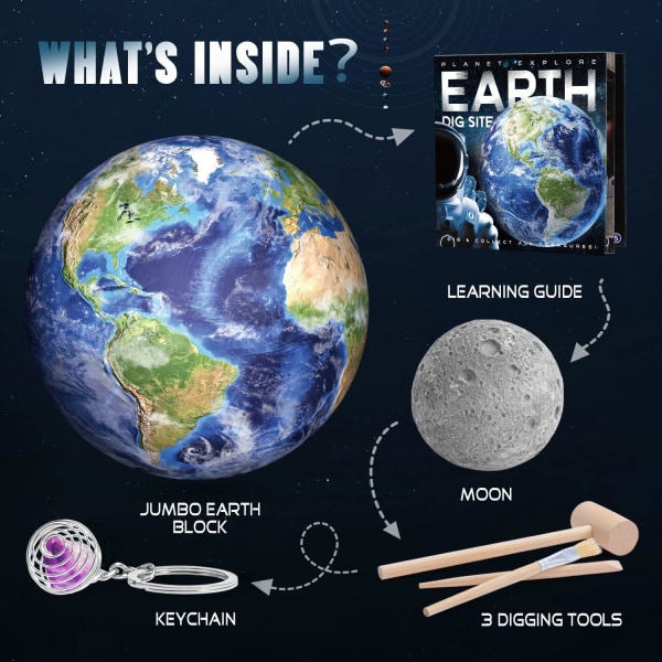 Solsystemets Gemstone Dig Kit - Grav 13 Ædelstene, Stene og Fossiler -