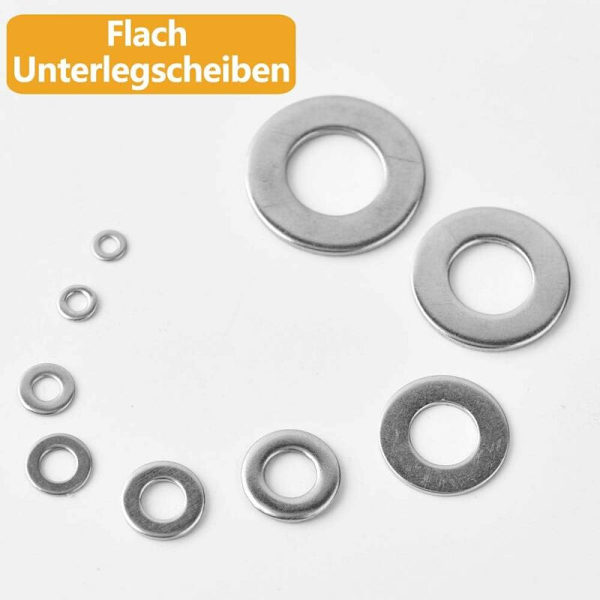 Brickor Brickor-684 Brickor 9 Storlekar av Rostfritt Stål Brickor och Låsbrickor (M2 M2.5 M3 M4 M5 M6 M8 M10 M12) (Silver)