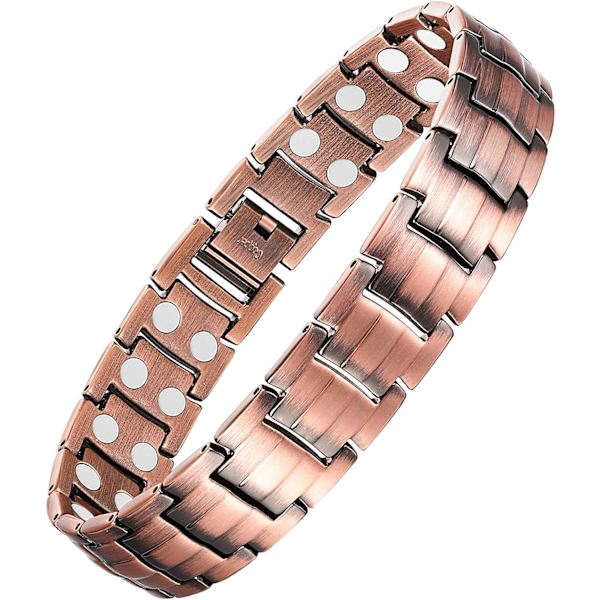 Kopparmagnetarmband för män lindrar artritsmärta elegant 99,99 % rent koppararmband med dubbla rader kraftfulla magneter