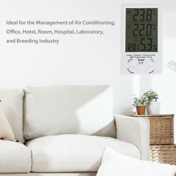 Digitalt Termometer Hygrometer, LCD Digitalt Termometer med Probe, Indendørs og Udendørs Hygrometer, Temperatur Fugtigheds Monitor, Tester Sensor til Re