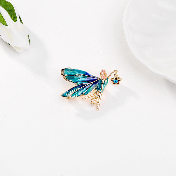 Keiju Perhonen Rhinestone Rintaneula Emali Vintage Enkeli Siipi
