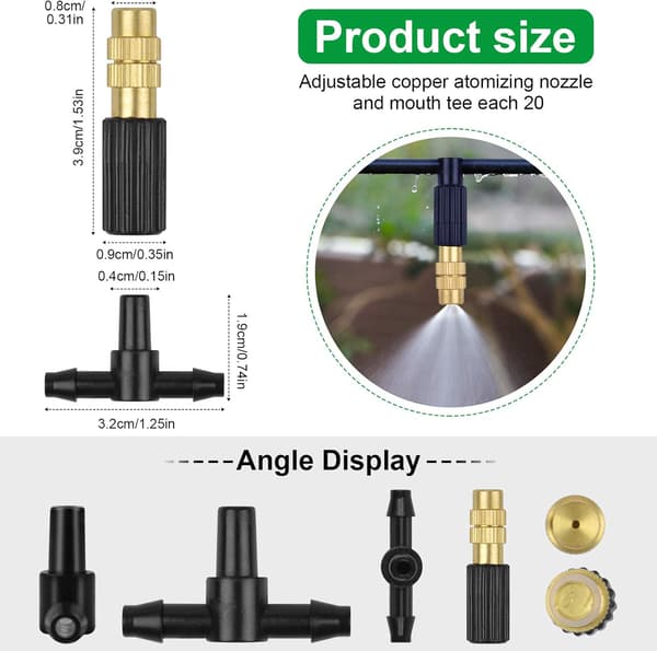20PCS IRRIGATION Munstycke Justerbar Kopparförstoftande Munstycke Anslut 47 Slang