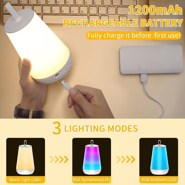Senglampe Touch Natlampe med 15 tilstande inklusive varmt lys