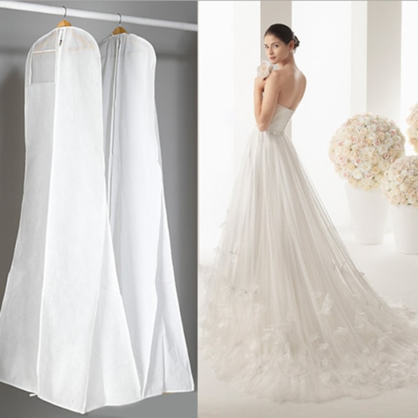 Stor vit ovävd brudklänning för bröllopsklänning