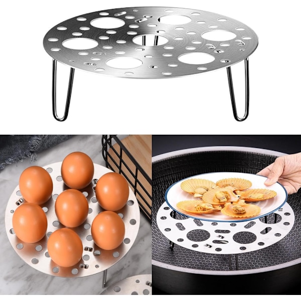 Dampgrill i rustfritt stål - dampkokingsbrakett - kakegrill - eggdampinnsats - sirkulær rist for potter og panner