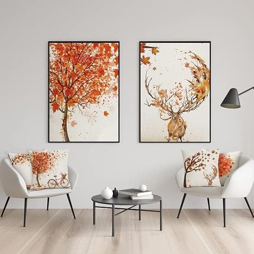 Set med 4 kuddfodral 45x45cm Orange Autumn Maple Leaf Decorati