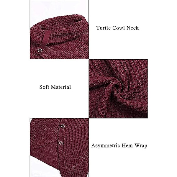 Jentes gensere knapp turtle krage asymmetrisk kant wrap pullover
