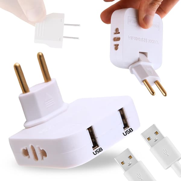 Platt grenuttag – extra platt vägguttag 2 USB-portar + 2 uttag