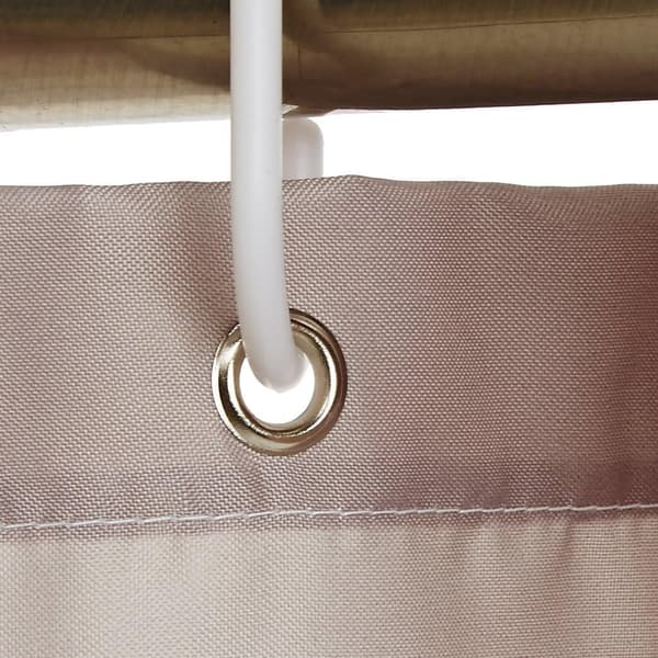 Basics Taupe Stripes trykt stoff dusjforheng