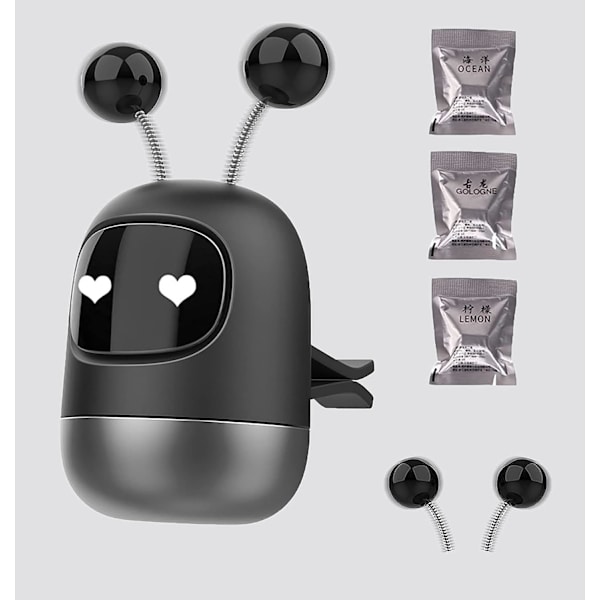 Söt bil luftfräschare robot, Kawaii bil luftventilationsklämma charm dekoration
