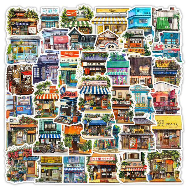 150 st Japanska Corner Shop Doodle Sticker, Dekaler Stickers for Laptop Water Bott