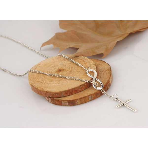 2pack-Silver Plated Simple Cross Pendant Choker Necklace Simple Tiny Necklace för kvinnor flickor