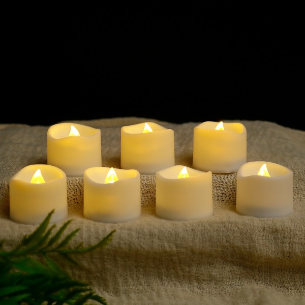 (24 stk.) LED Lys med Flakkende Flamme, Flakkende Lys Lampe, Elektriske Lys Julelys til Jul, Jul