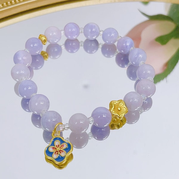 Violet Håndlavede Krystal Jade Perle Stretch Armbånd