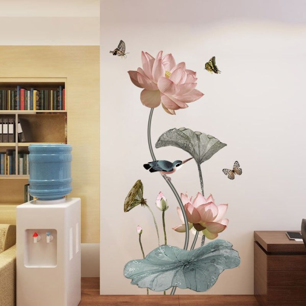 Lotus självhäftande sovrum vardagsrum varm tapet sovrum väggdekaler dekoration dekaler 60*90cm