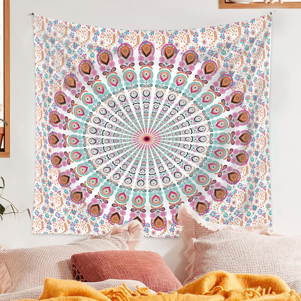 Galleri Gobelin Sol Måne Stjerne Mandala (Pink)