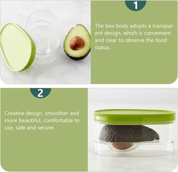 2 stk Avocado Keeper Transparent Avocado Oppbevaringsboks Avo