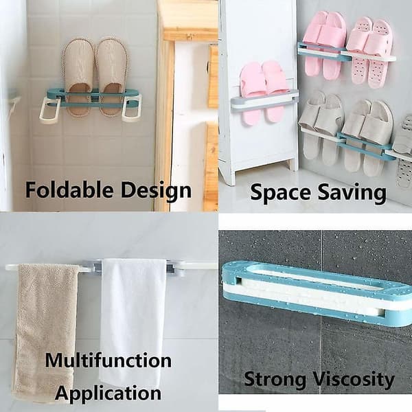 Flerfoldbar baderomsslippershylleholder vanntett baderom
