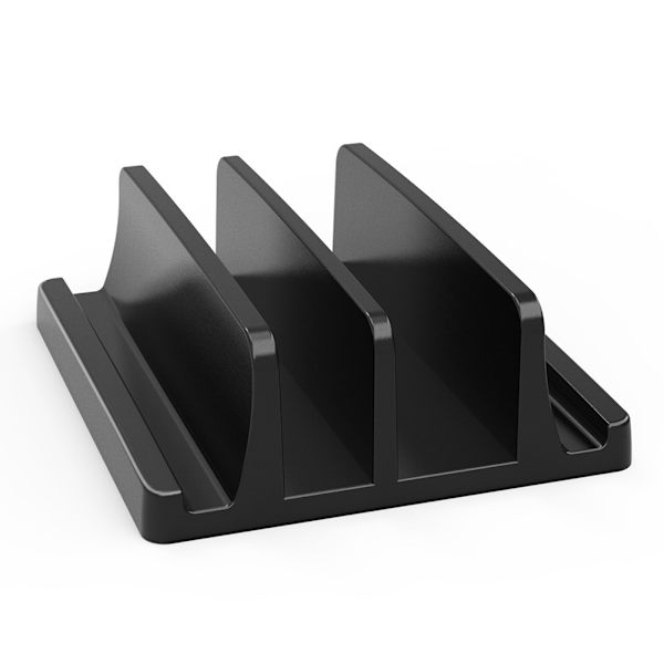 Nydesignad justerbar vertikal laptopstativ med 2 fack i aluminium
