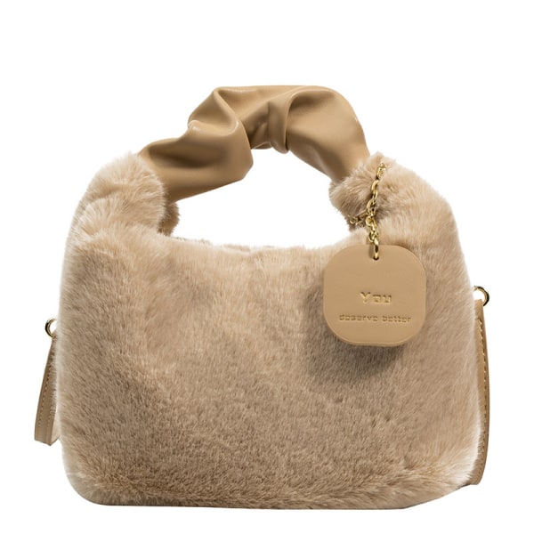 Plissert kvinneveske underarm retro casual damer khaki