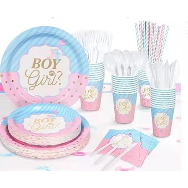 Gender Reveal Party Servis Supplies Set Pojke eller flicka Gender Rev