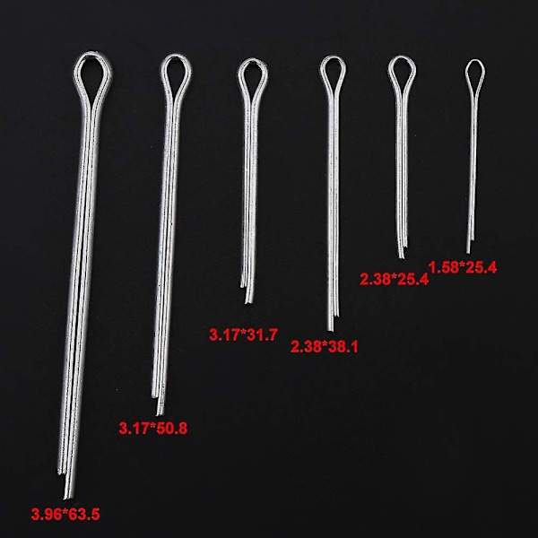 555-dels Splitstiftssortiment, 6 Storlekar Splitstift Mekanisk Koppling Hårfästen Traktor Fäste Clip Kit
