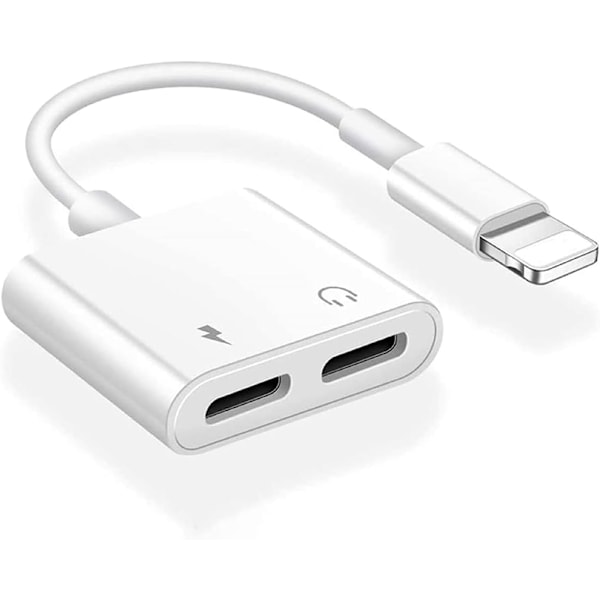 iPhone-hörlursadapter, 4 i 1 iPhone-adapter, dubbel plugg hörlursadapter kompatibel med iPhone 13Pro/13/12/11/XS Max/XS/XR/X/8 Plus/8/7 Plus/7 Co