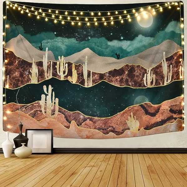 Mountain Tapestry Moon Tapestry Desert Cactus Tapestry Starry Nig