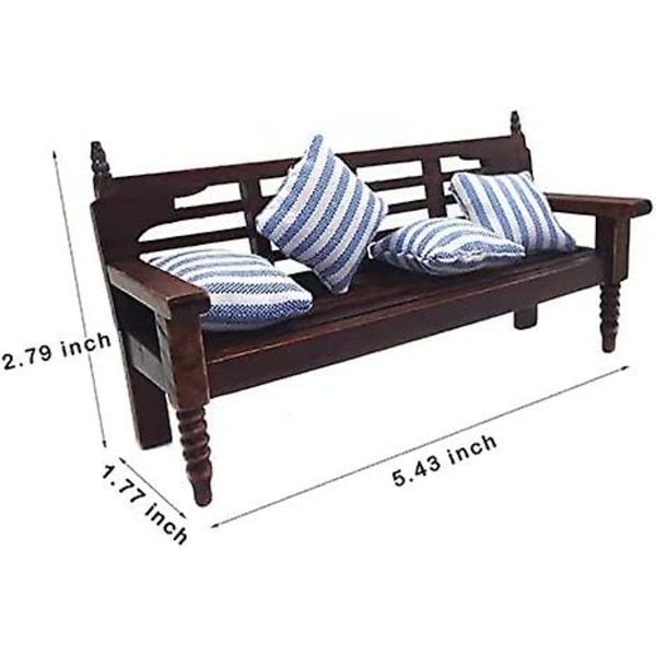 1:12 Miniatyr Bänk Soffa Vintage Trä Recliner Stol Wit