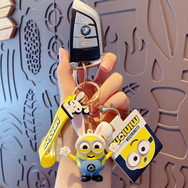 1-pak Minions nøglering 3D-figur tilfældigt udvalgt multi-farve