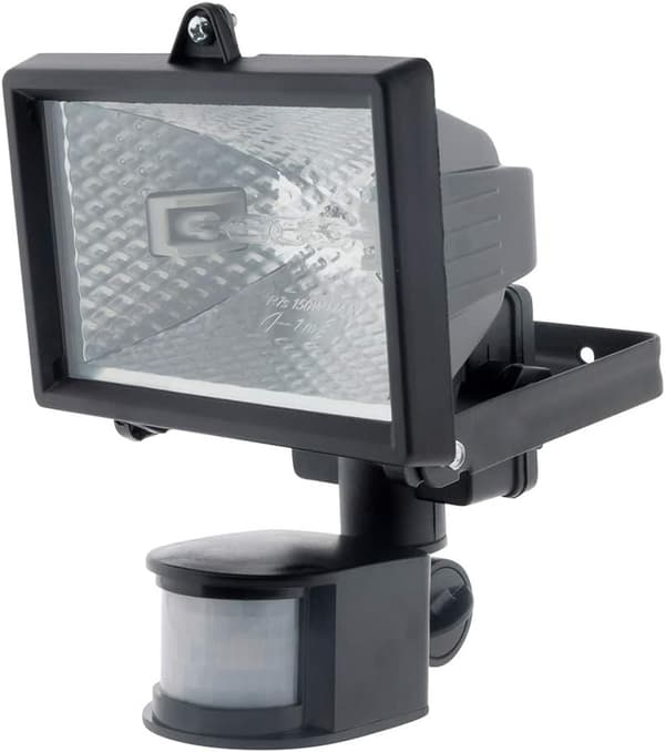 150W sort halogen projektør med sensor