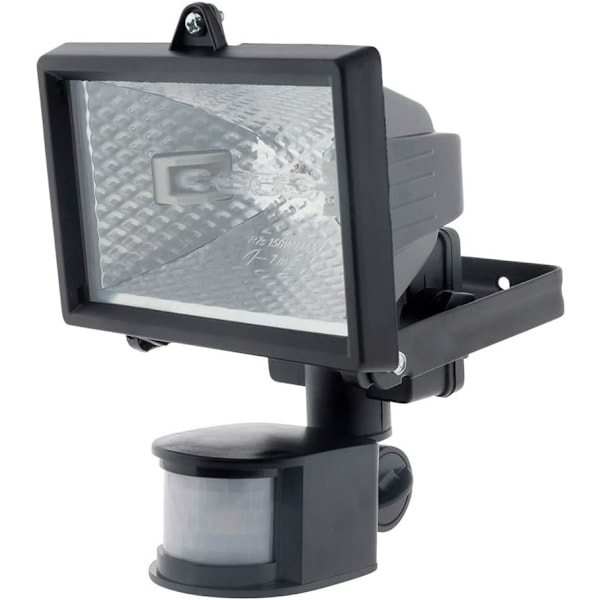 150W svart halogen flomlys med sensor