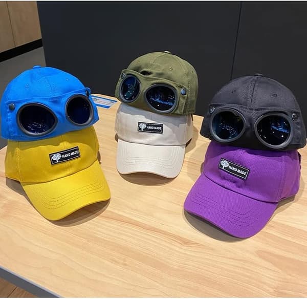 Retro Aviator Hat med Katteører Briller Peaked Cap Solbriller Bas