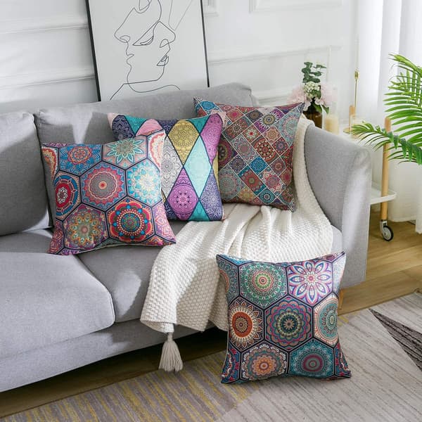 4 pudebetræk 45x45 pude sofa dekorative puder hør græskar efterår høst pudebetræk til sofa seng boligindretning