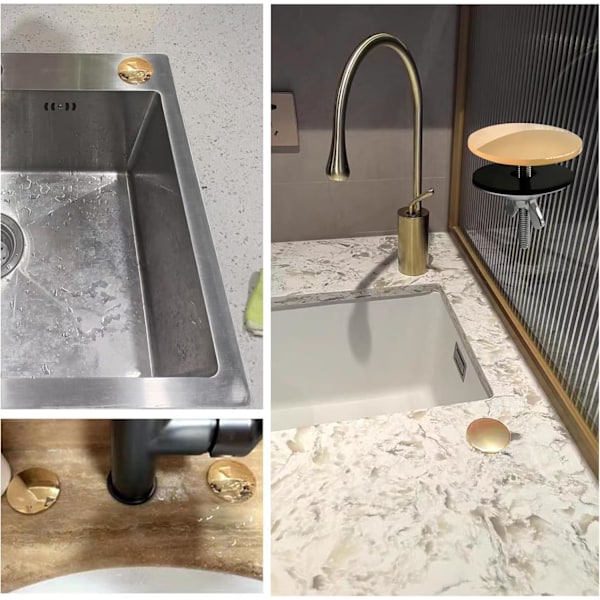 St Faucet Hålskydd, 5cm Rostfritt Stål Faucet Hålskydd, Bra Tätning Diskbänk Faucet Hålplugg för Läckageförebyggande (Guld)