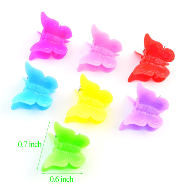 100 stk. blandede farver mini plastik smukke sommerfugl hårklemmer H