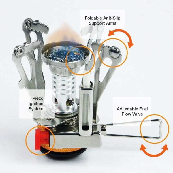 Campingspis, bärbar spis, campinggasspis med förvaringsväska