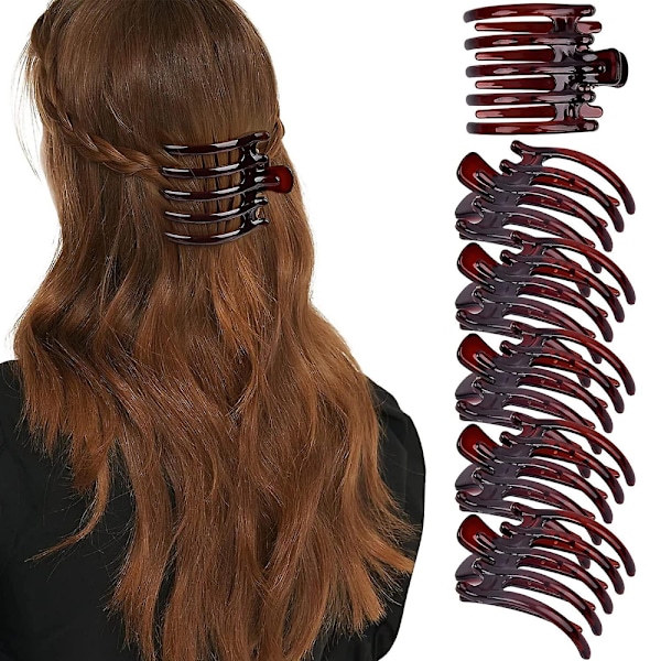 Store hårsløjfer 6 stk. flade hårbananer Barrettes Onslip Store hårklemmer