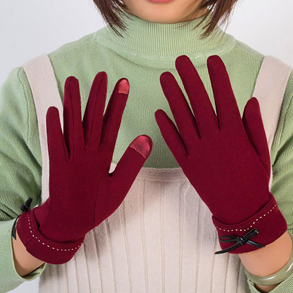 Snöhandskar Hel Finger Cover Varm Termisk Rosett Dekor Skärm
